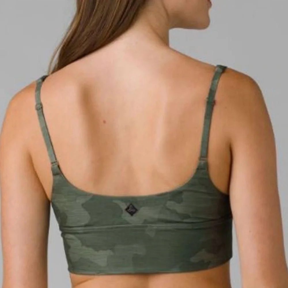 PrAna Layna Sage Camoflauge Adjustable Straps‎ Sports Bra Size Small